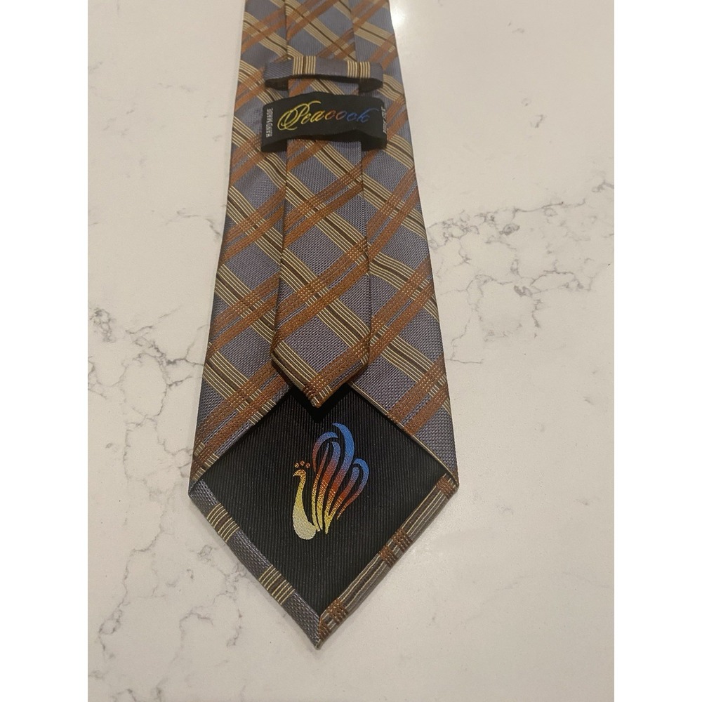 PEACOCK Luxe 100% Silk Plaid Tie‎ – Old Money Aesthetic NWOT